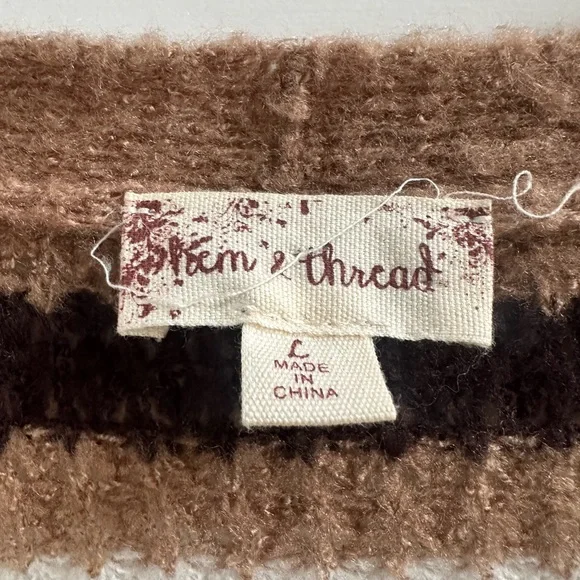 Hem & Thread Striped Open-Front Cardigan Sweater - Lage - Picture 2 of 7